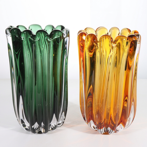 Hand Blown Glass <b>Bubble</b> Vase Modern Nordic Large Scalloped Flower Vessel Decorative Tabletop Centerpiece for <b>Wedding</b> Home Decor - Product Image 1