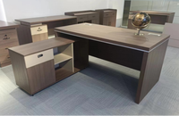 Bureau de direction en noyer avec armoire latérale mobile et tiroirs de rangement, bureau d'ordinateur pour patron