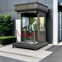 Cabine de sécurité extérieure personnalisée en verre, poste de garde concierge, poste de sentinelle étanche, cabine de réception préfabriquée pour portail d'hôtel