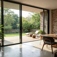 KOJOON Fenêtres anti-tempête modernes en aluminium invisible pour maisons, fenêtre coulissante pliante en aluminium, usine chinoise, porte et fenêtre intérieures