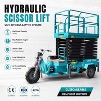 Plateforme élévatrice à ciseaux tricycle facile à transporter, plateforme élévatrice à ciseaux maniable pour l'entretien des espaces verts et l'installation de panneaux urbains