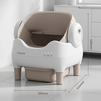 Bac à litière intelligent pour chat, bac à litière automatique autonettoyant avec contrôle par application, design ouvert, contrôle des odeurs et entretien facile