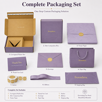 Boîte d'expédition en carton ondulé personnalisée, ensemble violet avec design élégant pour l'emballage de produits cosmétiques, de mode et de boutique.