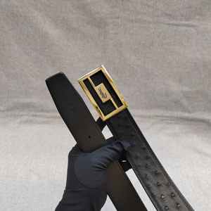 Ceinture Formelle de Luxe pour Homme avec Boucle en Alliage d'Acier, en Cuir d'Autruche Respirant, Durable, Légère, Logo Personnalisé, Largeur 3,8 cm - Product Image 5