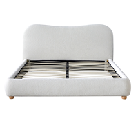 Lit Moderne de Luxe Design pour Chambre à Coucher, Cadre de Lit Capitonnée Ajustable 180x200 avec Rangement