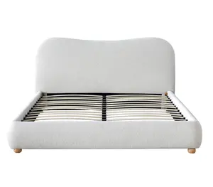 현대 디자인 침대 덮개를 씌운 벨벳 퀸 사이즈 침대 룸 가구 셰르파 패브릭 침대 프레임