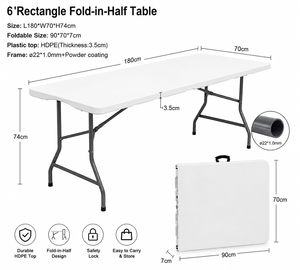 Good Price Affordable Durable White <b>Folding</b> Party <b>Tables</b> and Chairs Wedding Event Catering <b>Plastic</b> <b>Folding</b> <b>Table</b> - Product Image 3