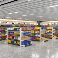 RD-36 #   Dubbelzijdige supermarkt schappen van metaal, lichtgewicht, vrijstaand, voor fruit en groenten, aanbieding