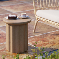 Wabi Sabi Stein-Beistelltisch Rund Outdoor Luxus Nordisches Sofa-Möbelset Moderner Beistelltisch Couchtisch Akzenttisch für Wohnzimmer