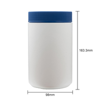 Pot alimentaire en plastique PE à large ouverture de 900 ml avec étiquette personnalisée, réutilisable pour le stockage des céréales et l'emballage des poudres