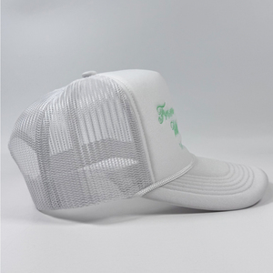 Casquette de camionneur personnalisée faveurs de mariage pour adultes de <span class=keywords><strong>CHARLOTTE</strong></span> avec amour nom brodé blanc vert corde casquettes de baseball avec filet - Product Image 4