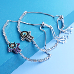 Collier Tennis de table oeil du diable, amulette Talisman plaqué or argent réglable, kiga/bracelet bleu œil argent 2020 - Product Image 2