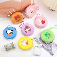 Nouvelle pochette à monnaie ronde en peluche douce pour enfants avec fermeture éclair et sac pour clés/écouteurs, mini portable, vente en gros