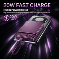 Banque d'alimentation sans fil magnétique à charge rapide en alliage d'aluminium avec écran numérique TFT, logo personnalisé PD 20w 3 en 1, banque d'alimentation sans fil en métal