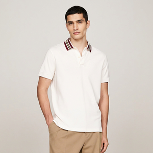 Vente directe d'usine, polos pour hommes, col contrasté, logo personnalisé imprimé, coton doux et respirant, manches courtes, tricot uni - Product Image 1