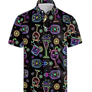 Polo Azul Claro para Hombre con Estampado de Bebida Verde y Limón, Manga Corta, Diseño Casual Tejido y Transpirable - Product Image 3
