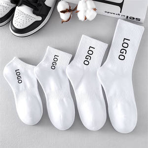 Chaussettes montantes populaires pour hommes, en coton blanc respirant, avec logo personnalisé et lettres amusantes « La vie est une blague », confortables et tendance - Product Image 2