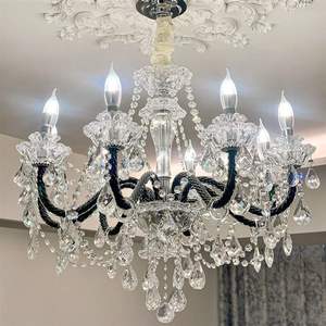 โคมไฟระย้าคริสตัลสีดำ ขั้วหลอด E14 LED แสงวอร์มไวท์ 2700K สำหรับห้องนั่งเล่น รูปทรงกลม ติดตั้งแบบแขวน - Product Image 1