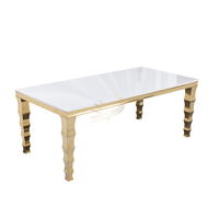 Ensemble table et chaises de salle à manger pour restaurant, style villa moderne, plateau en verre rectangulaire en acier inoxydable, certifié CE, usage commercial, durable