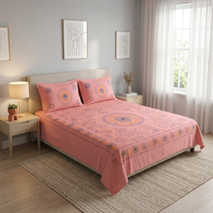 Heritage Pink Nakshi Kantha Quilt – Handcrafted <b>Floral</b> Kantha <b>Bedspread</b> - Product Image 4