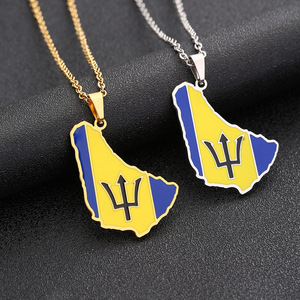 Collar con Colgante <span class=keywords><strong>de</strong></span> la <span class=keywords><strong>Isla</strong></span> <span class=keywords><strong>de</strong></span> Barbados <span class=keywords><strong>de</strong></span> Acero Inoxidable, Estilo Étnico Unisex, Joyería para Parejas - Product Image 1