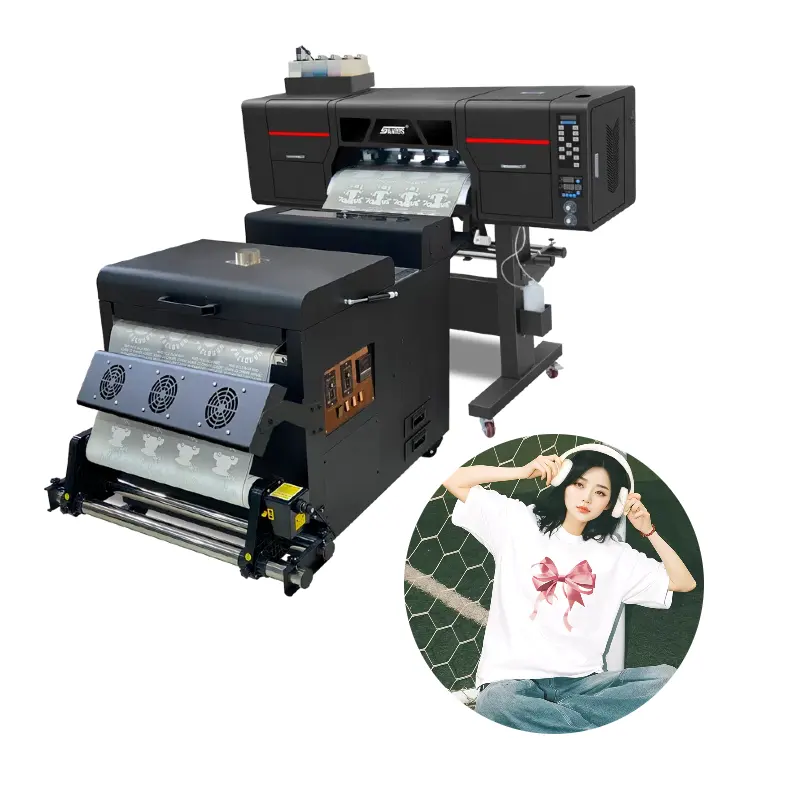 2024 Meistverkaufter 60 cm DTF-Drucker für T-Shirt 2 Eps-Kopf XP600 I3200A1 DTF 24-Zoll-Drucker und Pulverschüttler-Ofen Alles in Einem
