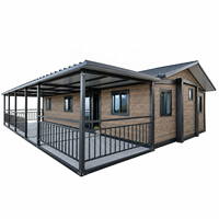Espaces de vie modernes, maison pliable, 3 chambres, café préfabriqué de luxe avec grand balcon couvert