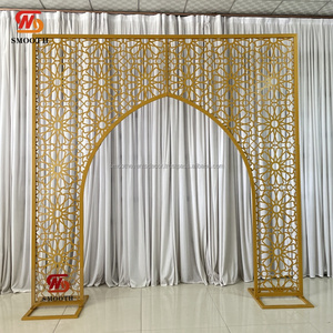 ฉากหลังโค้งโลหะสีทองลายใหม่ทันสมัยสำหรับตกแต่งเวทีงานแต่งงาน - Product Image 6