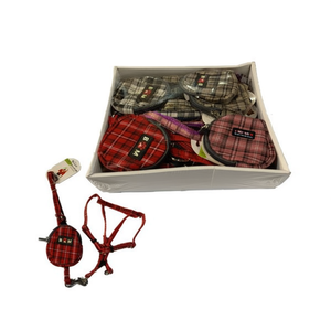 Set Guinzaglio per Cani Mnj con Design a Quadri, 12 Pezzi con Imbracatura e Guinzaglio per Animali Domestici - Product Image 1