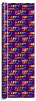 Papier d'emballage recyclable métallisé personnalisé avec lettres colorées et audacieuses « Joyeux Anniversaire », fond multicolore vibrant imprimé, en vrac, pour cadeaux