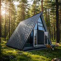 Jiezhu Chine – Nouvelle Villa Modulaire Préfabriquée en Acier avec Grande Murée Vitrée, Structure Triangulaire, Idéale pour le Glamping et les Complexes Hôteliers