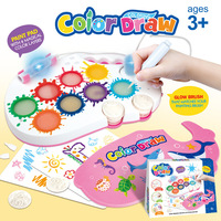 Tableau de dessin en plastique pour enfants, ensemble éducatif de gribouillage et de coloriage, tampons, lumières, stylo magique, jouet d'apprentissage précoce, cadeau pour les 3 ans et plus