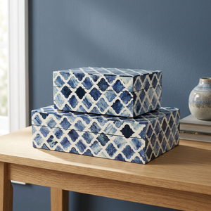 Modern Luxury Square Handmade Printed Bone Inlay Jewelry Storage Box <b>Indian</b> Christmas Home Decorative Gift - Product Image 1