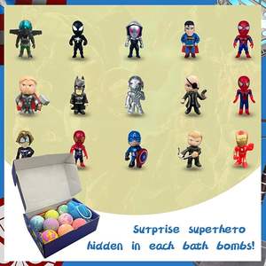 8 paquets de bombes à bulles effervescentes faites à la main boules pétillantes et pétillantes bombes de bain de super-héros pour enfants avec jouet surprise à l'intérieur - Product Image 4