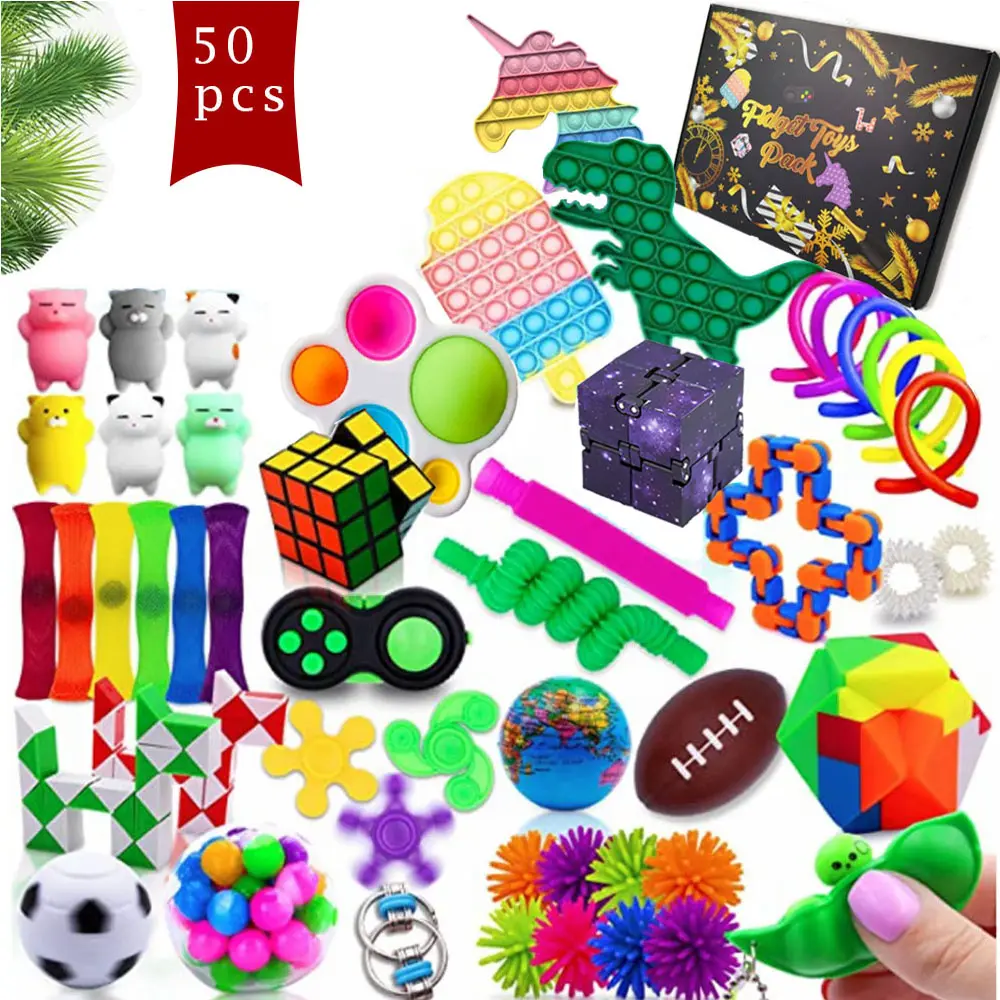 Amazon Accept OEM 50 Pcs Fidget Toys Pack Set Advent Calendar Pop Fidgets Toy Sets Packs Stress Relief Toys For Kids And Adults