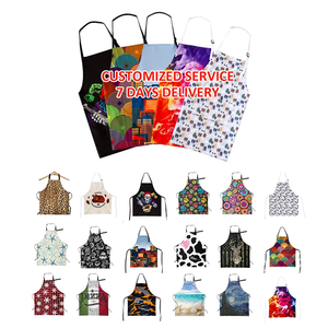 Hot Bán Nấu Ăn Tùy Chỉnh In Bông Vải Biểu Tượng Đầy Đủ Chiều Dài Bib Phụ Nữ Dài Tạp dề Với Hai Túi - Product Image 6