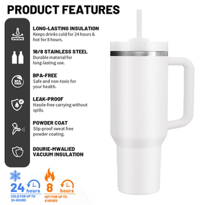 Custom Large Double Wall Stainless Steel Eco-Friendly Classic Car <b>Cup</b> 40 oz <b>Tumbler</b> <b>Straw</b> Handle 6-12 Hours Thermal Insulated - Product Image 5