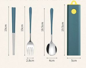 Ensemble d'ustensiles de voyage en acier inoxydable avec étui, couverts, fourchette, cuillère, baguettes, design boîte pour la maison et l'extérieur - Product Image 2