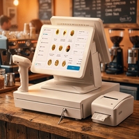 Sistema POS Todo en Uno con Pantalla Dual/Simple de 15.6 Pulgadas, Terminal de Punto de Venta con Pantalla Táctil, Caja Registradora para Supermercado