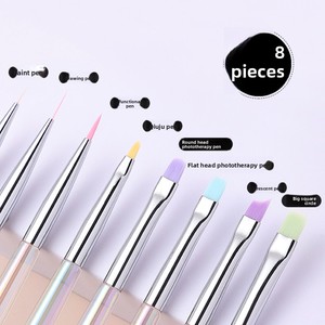 Ensemble de 5 pinceaux à ongles avec manche en cristal, forme ovale, poils de qualité professionnelle, 7, 11, 15, 20, 25 mm, outil de peinture pour manucure, coffret cadeau pour femmes - Product Image 1