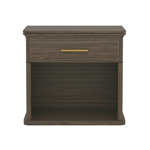 Walnut Nightstand With Drawer And <b>Open</b> Shelf <b>Storage</b> For Bedroom Use - Product Image 1