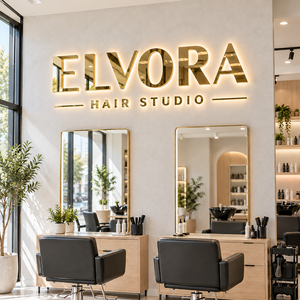 Insegna Personalizzata Grande per Salone, Retroilluminata a LED, in Alluminio, Luce Bianca Calda, Montaggio a Parete per Area Styling di Saloni di Bellezza Sopra i Specchi - Product Image 6
