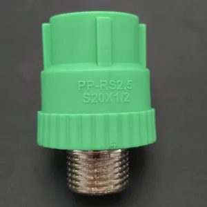 PPR Male 20*1/2 Socket Coupling Plastic Pipe Fitting Coupling Joint Fittings Green Color Brass Insert PPR Fitting