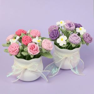 Macetas de Flores Tejidas a Crochet al por Mayor, Macetas de Girasoles, Rosas, Tulipanes y Margaritas para Decoraciones de Bodas, Fiestas, Halloween y Graduaciones - Product Image 6