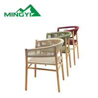 Vente en gros de meubles en bois de teck chaise d'extérieur avec cadre tissé en corde ensembles de meubles de jardin pour cuisine et balcon ou espace extérieur