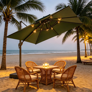 Parasol cantilever d'extérieur avec éclairage LED solaire, parasol de patio haut de gamme avec éclairage intégré pour jardin - Product Image 3