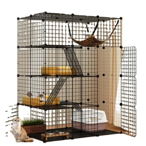 Gaiola Dobrável de Luxo para Gatos e Cães, Resistente, com Teto Aberto, Rodas, Fecho de Cinto e Bandeja de Metal - Product Image 1