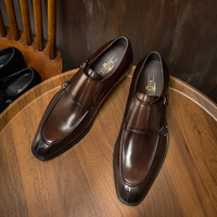 Chaussures habillées en cuir véritable pour hommes Mengke, style coréen à boucle carrée, taille 48, bout fermé, à lacets, collection automne