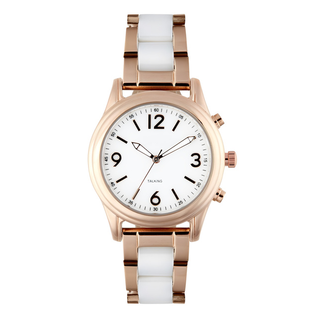 Women's Quartz Watch, American Accent Clear and Loud That Speaks the Time, Date or Alarm Time for the Elderly or Blind