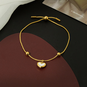 Collar de piedras preciosas de concha de acero inoxidable 316, colgante de corazón chapado en oro PVD de 18K, joyería de moda para mujer para amantes de eslabones de fiesta - Product Image 4